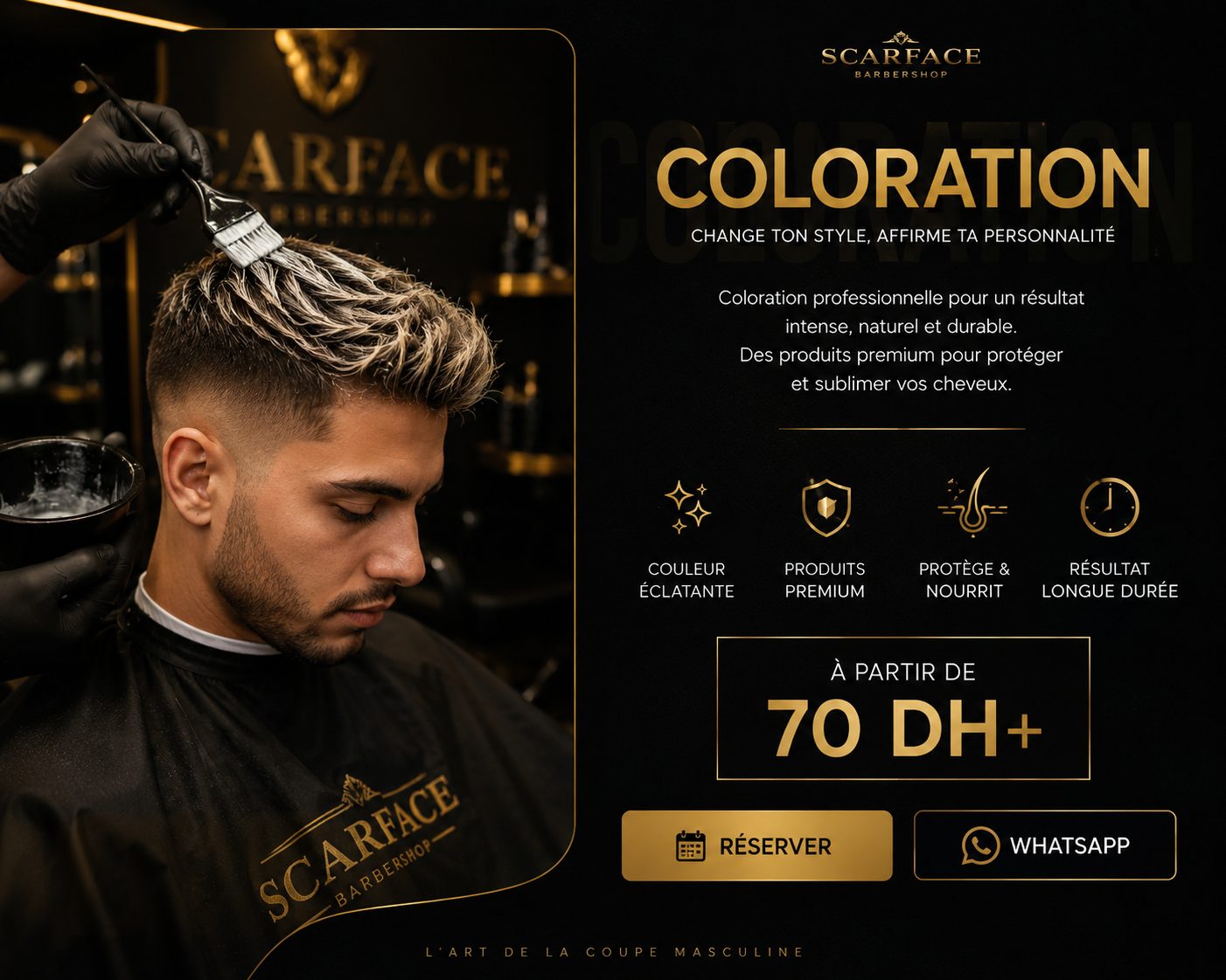 Transformation coloration SCARFACE before after